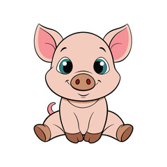 baby piglet sitting floppy ears vector art illustration