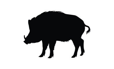 Wild boar silhouette, Boar vector icon, Forest animal graphic, Boar illustration on white background