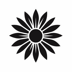 Sunflower Petals Silhouettes in black on a white background