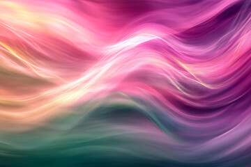 Obraz premium Abstract wavy lines with pink and green hues creating a soft texture