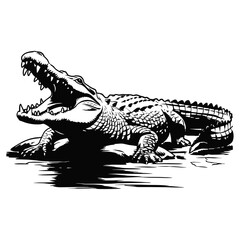 Obraz premium Crocodile vector black silhouette vector illustration