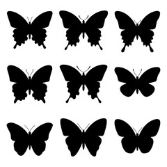 Flying butterflies silhouette