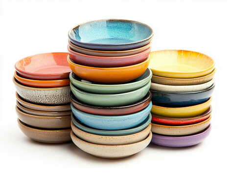 Isolated colorful poker chips in red, blue, green, and yellow form a vibrant stack representing the risk and bet of a casino gambling game