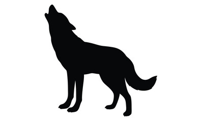 Coyote silhouette, Hand drawn coyote graphic, Forest animal illustration