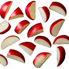 Red apple slices fresh fruit healthy eating food photography still life apple pieces diet isolated on a transparent background.