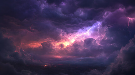Electrifying Lightning Display: Nature's Intense Power in a Stormy Sky Captured in Awe-Inspiring Detail