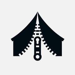 Fototapeta premium Tent Zipper Silhouettes in black on a white background