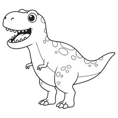Fototapeta premium Dinosaur Tyrannosaurus Rex Coloring Page with Smiling Expression 