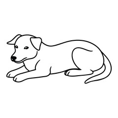 dog lying ground resting vector line silhouette