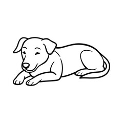 dog lying ground resting vector line silhouette