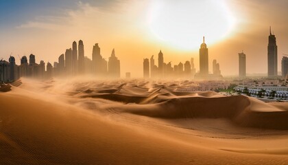 dubai skyline at sunset
