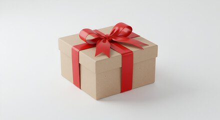 Obraz premium Gift box mockup with ribbon on a white background