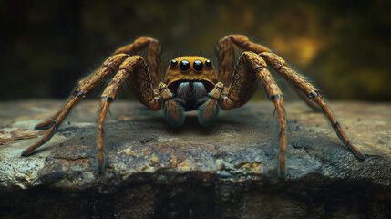 spider on a wooden background
