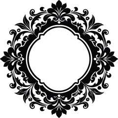 Collection of baroque floral frames in black and white vector style