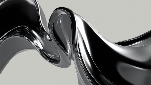 Abstract metal swirl creates a dynamic visual effect with glossy surface and smooth curves in soft lighting