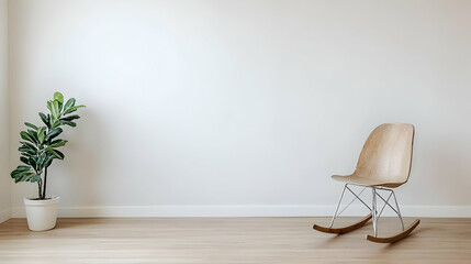 Empty Room With Rocking Chair And Plant