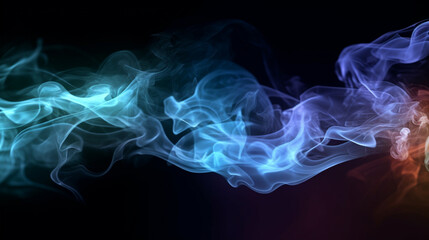 A mesmerizing blue smoke wave flows smoothly across a black backdrop