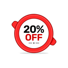 Red 20 percent off vector illustration for promotions and offers