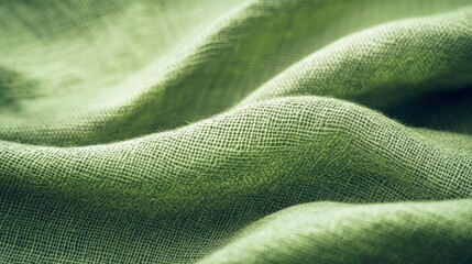Soft green fabric texture with gentle waves and folds showcasing the beauty of textile design and craftsmanship in a serene and calming aesthetic fabric concept
