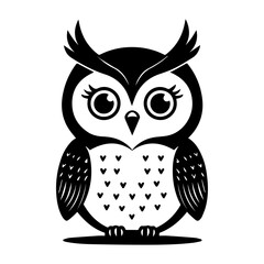 Owl line art vector black and white elegant owl design.Black and white owl tattoo style illustration.Vector ready.