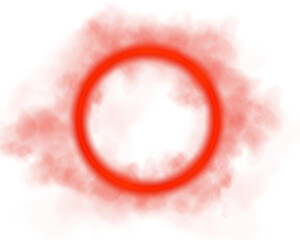 A vibrant and striking red circle is surrounded by a delicate soft smoke effect on a transparent background