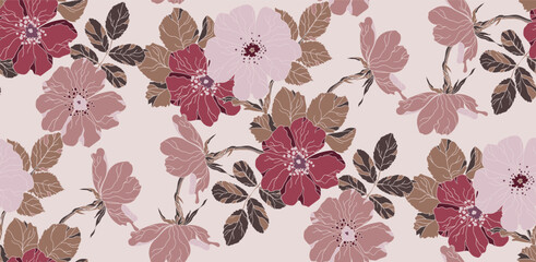 Colorful Flower seamless pattern for fabric, wrapping paper and prints