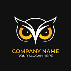 Minimalist Owl Logo Template for Company Branding on Black Background