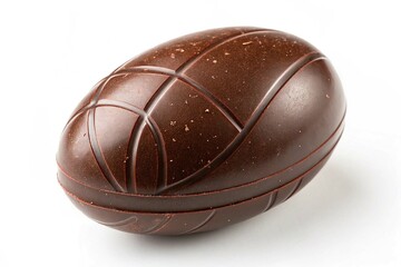 Textured chocolate egg isolated on white background. A rich textured chocolate egg isolated on a white background, ideal for Easter, sweet treats, and confectionery photography