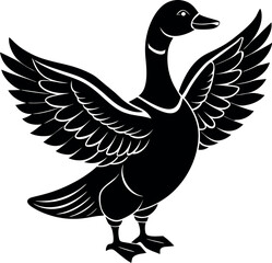 Standing Duck with Spread Wings Vector – Waterfowl Clipart for Farm, Nature, or Bird Logos
