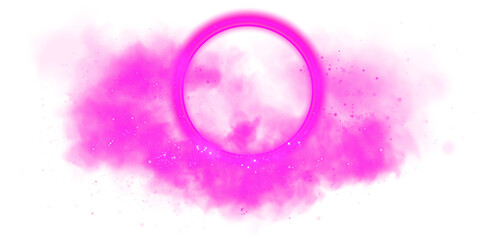 A vibrant pink smoke ring creates a stunning and captivating visual effect against a clear, transparent backdrop
