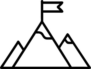 Flag on Mountain outline icon 