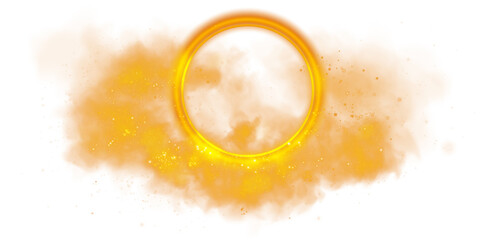 A captivating, striking golden ring is surrounded by beautiful, vibrant smoke, making it perfect for digital art