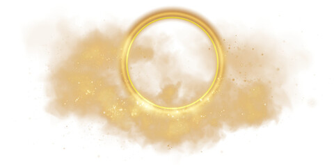 A stunningly beautiful golden ring is elegantly surrounded by ethereal smoke, making it perfect for exquisite designs