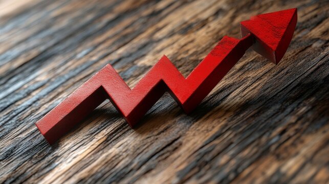 Red 3d arrow down graphic icon sign on decrease economic web background with loss business chart symbol or crisis marketing inflation price low bankrupt investment and sales target economy recession.