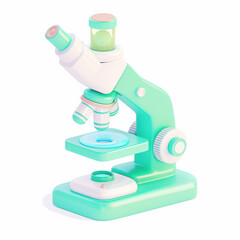 Colorful microscope on a white isolated background.