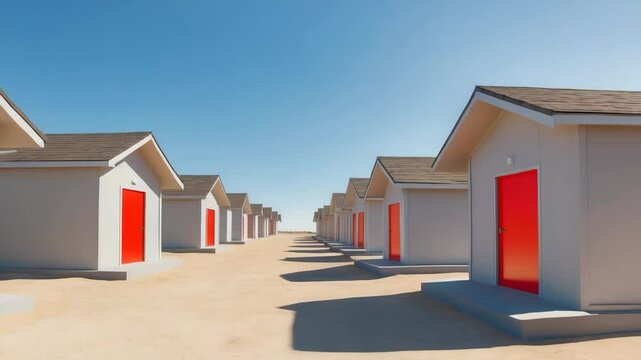 Row of newly built budget-friendly RDP homes