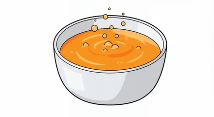 Orange soup in bowl illustration