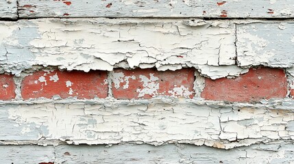 Fototapeta premium Peeling paint on wood planks over brick
