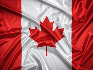 Canadian Flag Silk Fabric Texture Close Up National Symbol