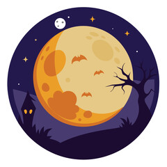 Halloween full moon isolated on white