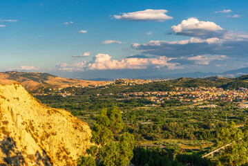 Obraz premium rural countryside landscape during a sunny summer day inside Val d'Agri, Basilicata