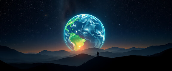 Naklejka premium sunrise over the earth
