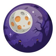 Halloween full moon isolated on white