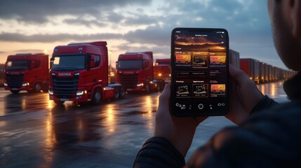 Driver using mobile app to monitor fleet