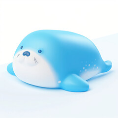 Fototapeta premium Cute blue seal toy, soft and squishy, on a white isolated background.