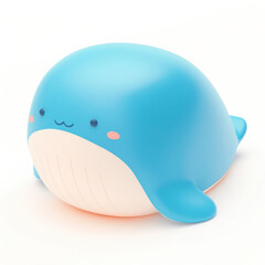 Fototapeta premium Cute blue whale toy on a white isolated background.