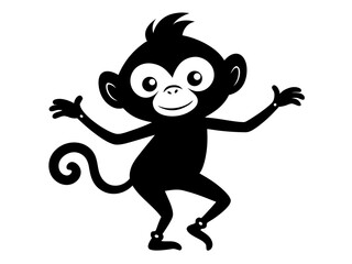Cute Monkey Dancing Silhouette Vector & SVG