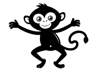Cute Monkey Dancing Silhouette Vector & SVG