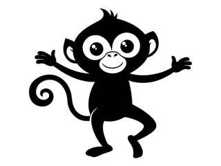 Cute Monkey Dancing Silhouette Vector & SVG