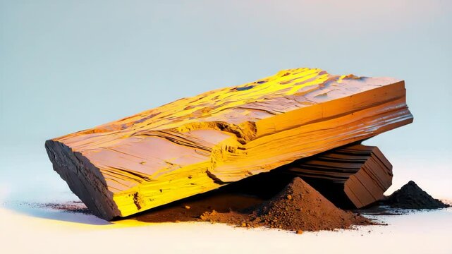 A sizable chunk of charcoal against a white backdrop